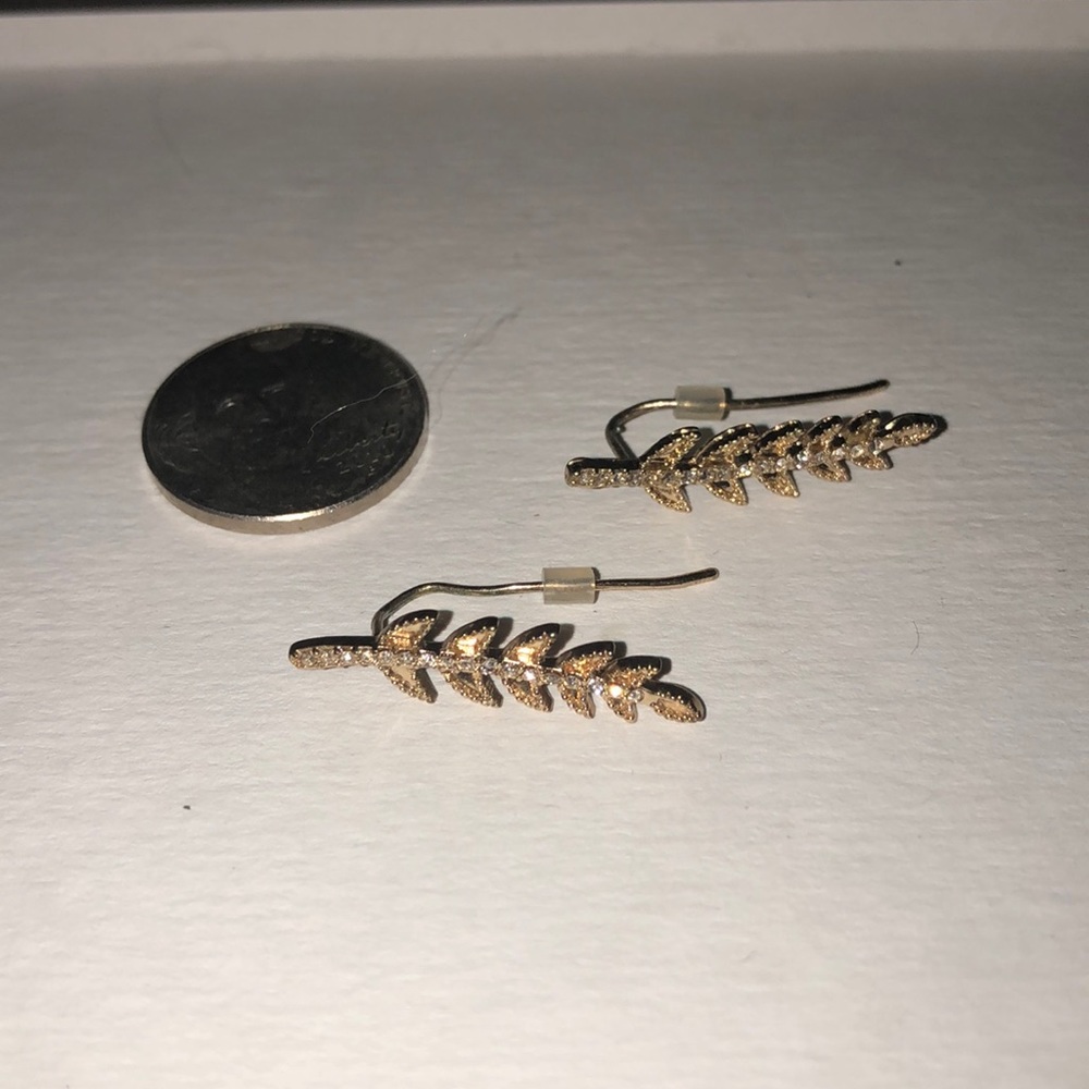Large “leaves” dangle earrings CZ